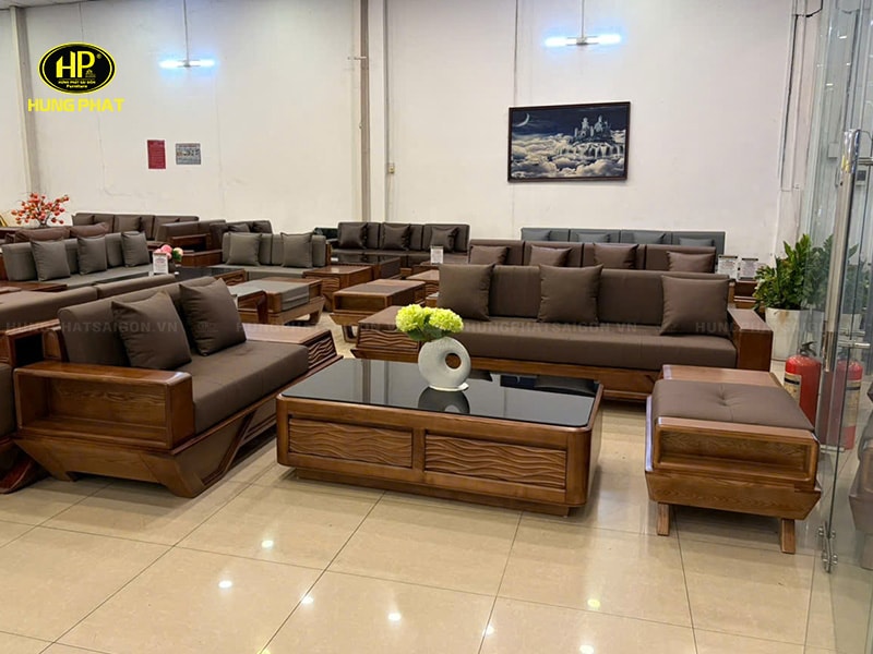 bộ ghế sô pha gỗ sồi hs-15