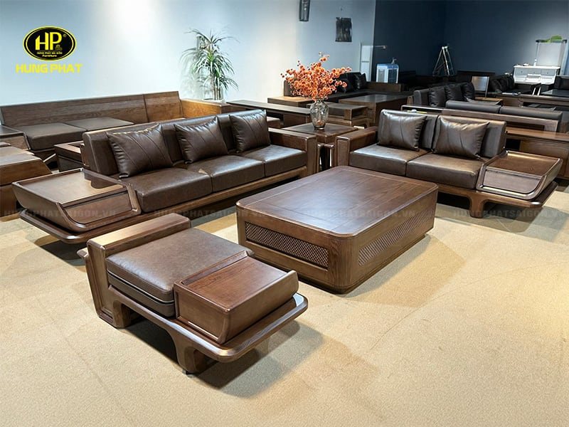 bộ ghế sofa bằng gỗ óc chó ho-50