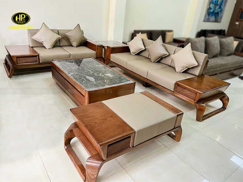 bộ ghế sofa gỗ sồi hiện đại hs-52