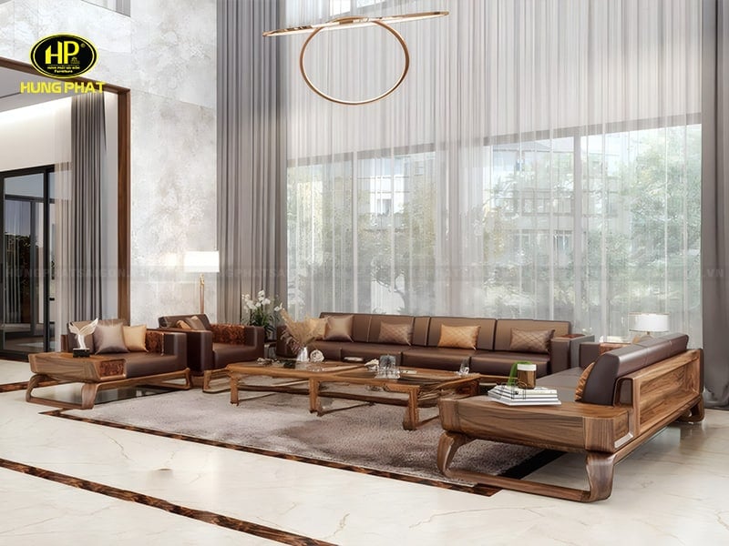 bộ ghế sofa gỗ sồi nguyên khối hs-26