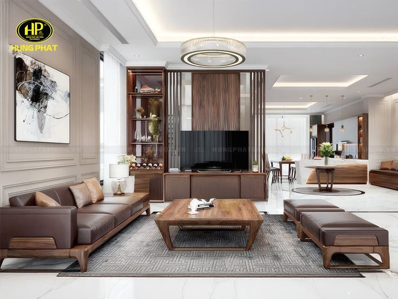 bộ ghế sofa gỗ sồi nguyên tấm hs-35