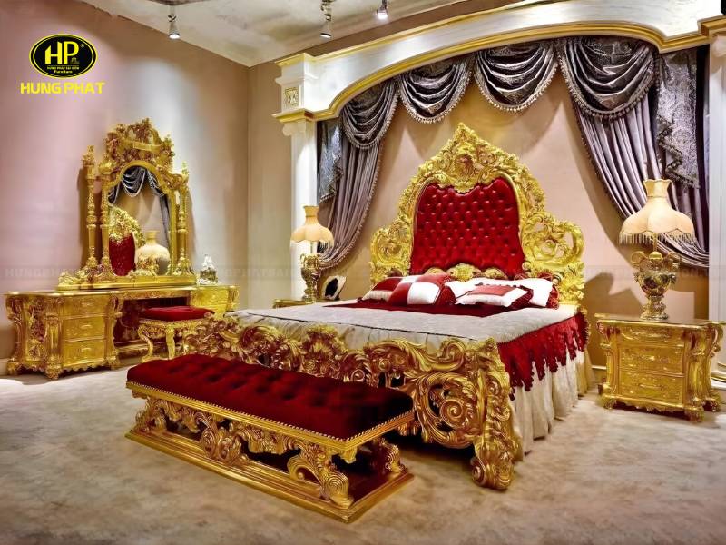 bộ giường ngủ kèm bàn trang điểm hoàng gia gv-02