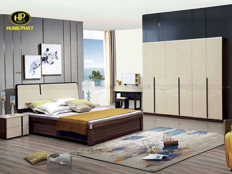 bộ giường tủ gỗ mdf cao cấp tp-2046