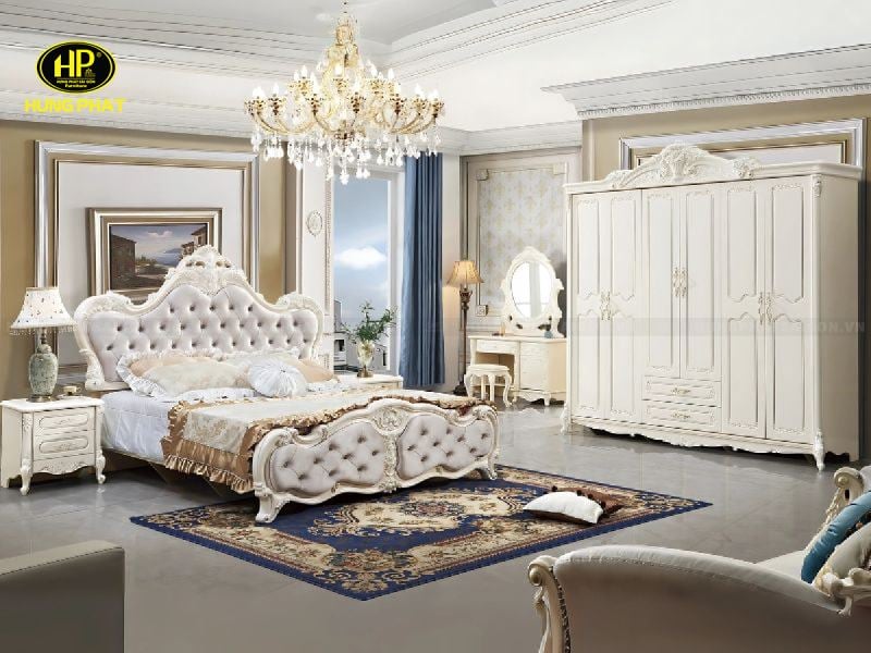 bộ giường tủ tân cổ điển tặng kèm bàn phấn tp-1615