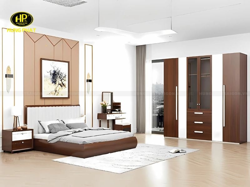 combo giường tủ bàn phấn tap gỗ hiện đại bm-2205c