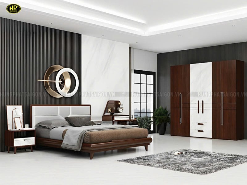 combo giường tủ bàn trang điểm gỗ bm-2203a