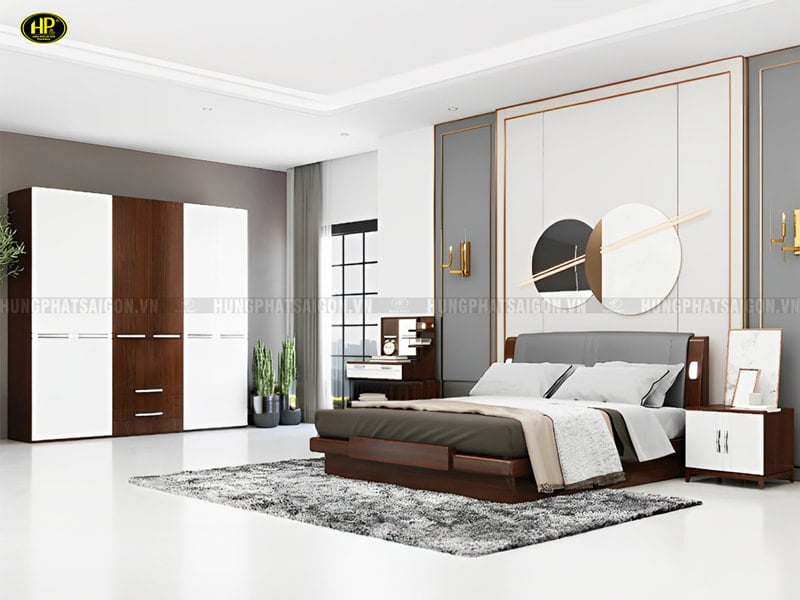 combo giường tủ gỗ phòng ngủ hiện đại bm-2204h