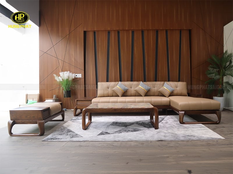 ghế sofa gỗ góc l phòng khách hs-995