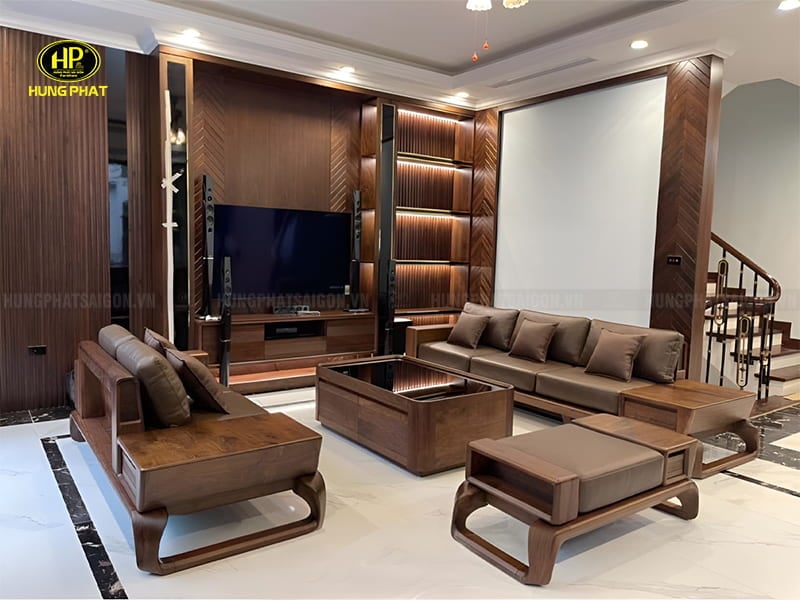 ghế sofa gỗ óc chó bắc mỹ nhập khẩu ho-22