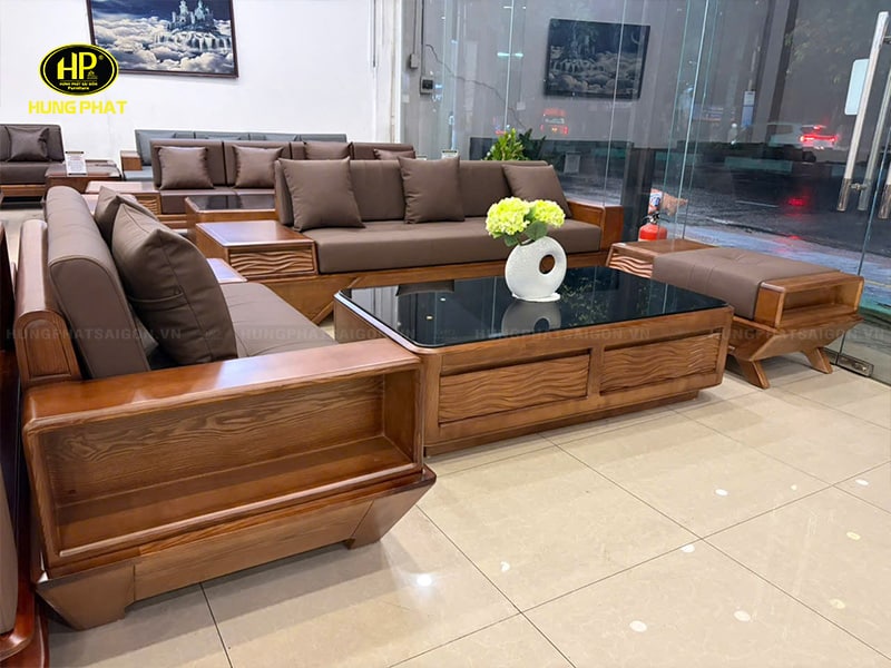 hình thực tế chụp tại showroom bộ salon sồi hs-15