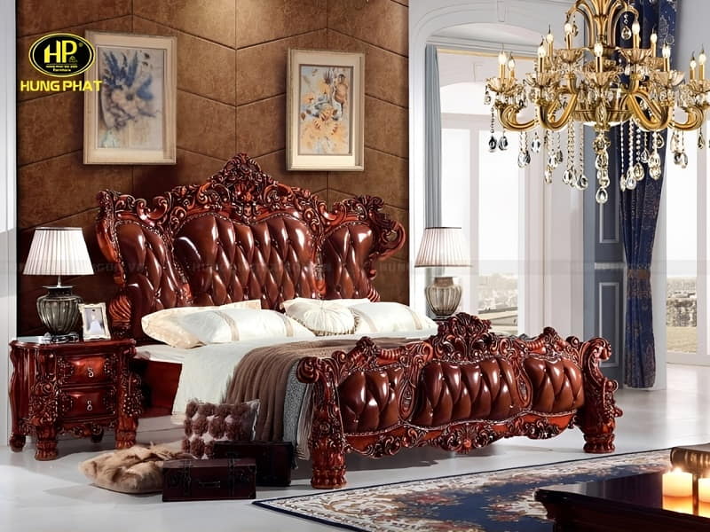 mẫu giường ngủ cổ điển gỗ hương a-28