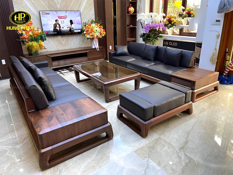 sofa gỗ óc chó cao cấp ho-42