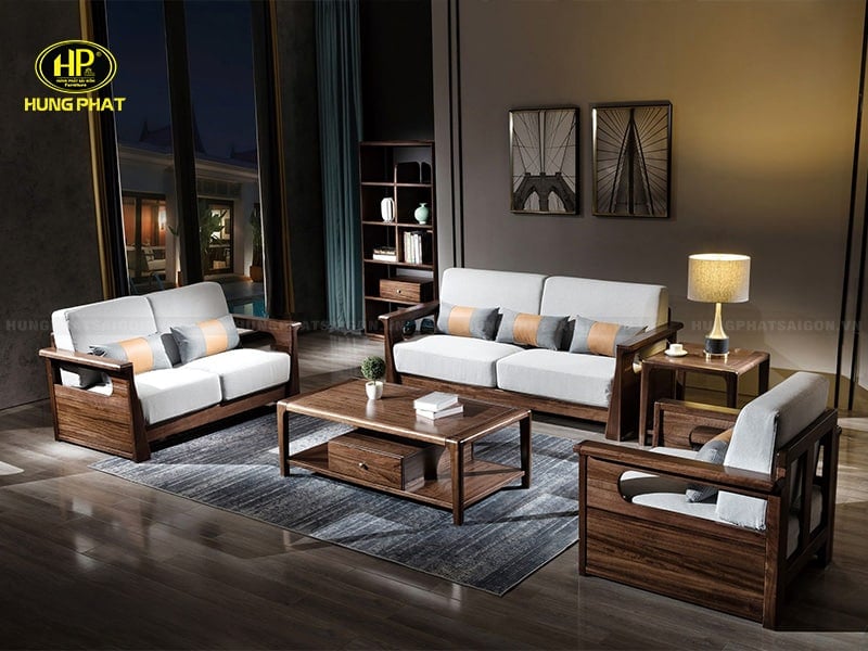 sofa gỗ óc chó nhập khẩu cao cấp tp-a813