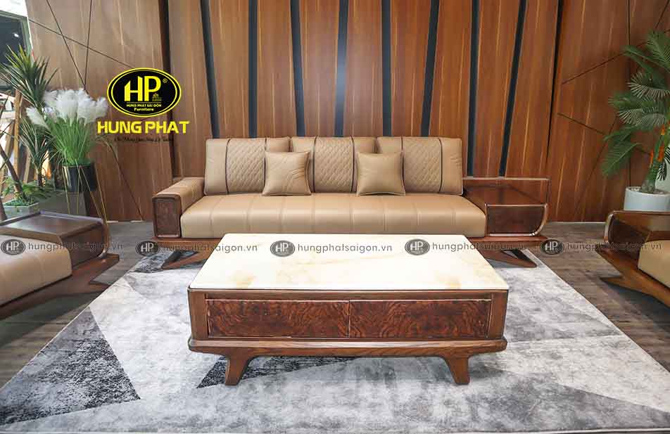 bộ ghế sofa gỗ sồi phòng khách hiện đại HS-993C