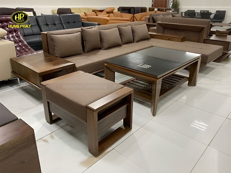 sofa gỗ sồi giá rẻ hs-14