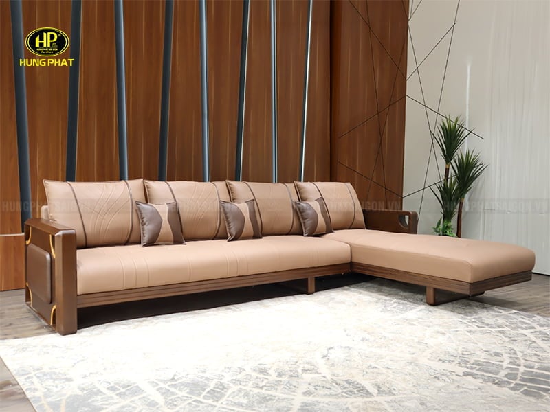 sofa gỗ sồi góc l hiện đại hs-885a