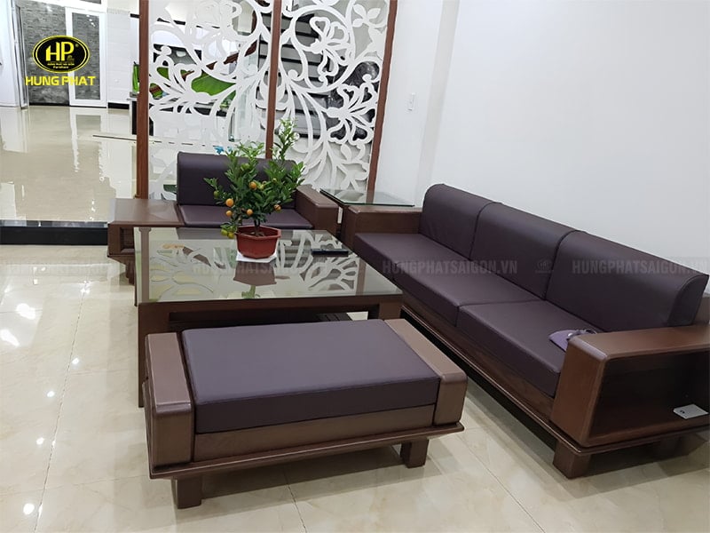 sofa gỗ sồi hiện đại cho phòng khách hs-21