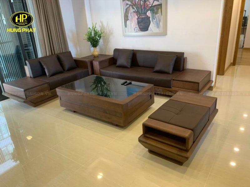 sofa gỗ sồi nga cao cấp hs-15