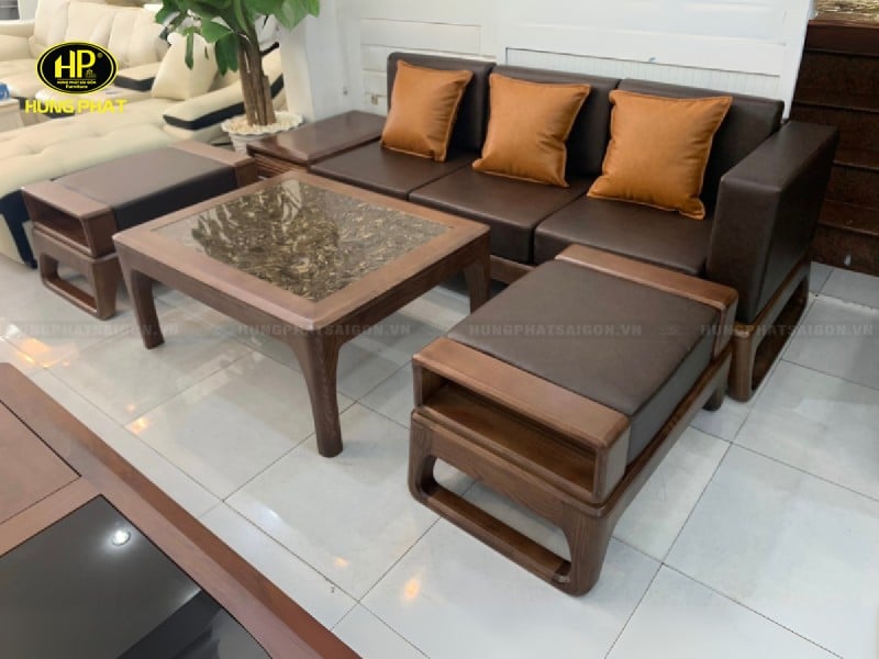 sofa gỗ sồi nga đơn giản hiện đại hs-18
