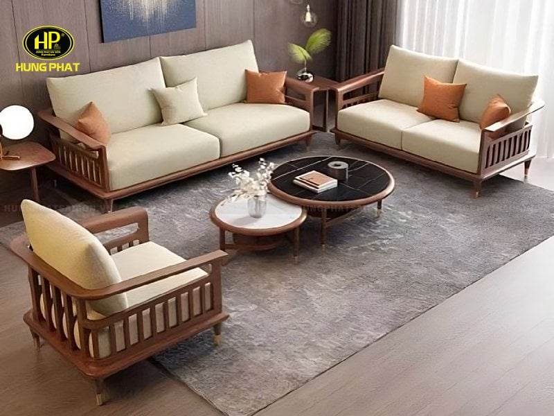 sofa gỗ sồi nhập khẩu cao cấp hs-49