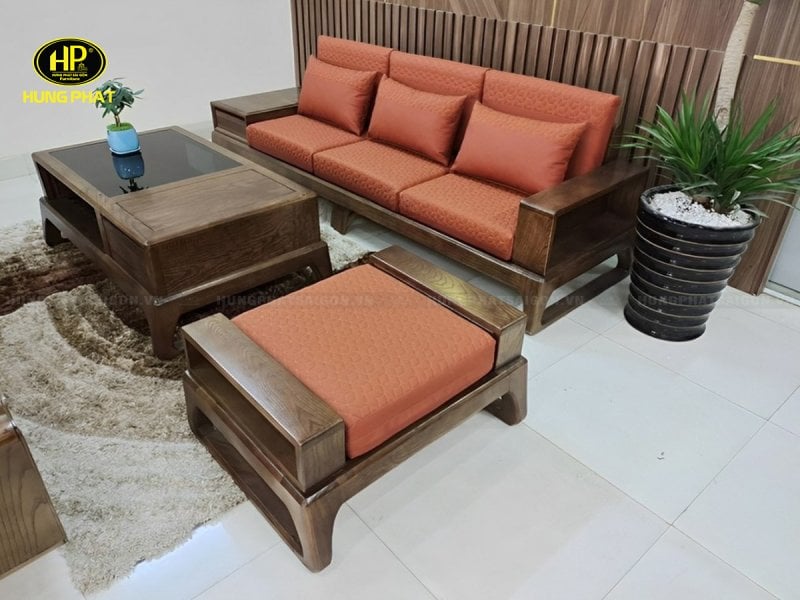 sofa gỗ sồi hiện đại nhập khẩu hs-16