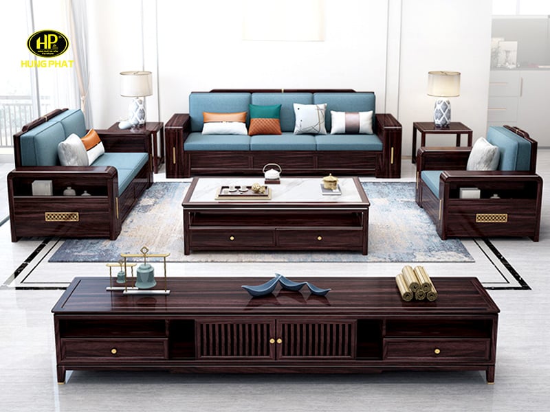 sofa phòng khách gỗ hồ đào sf-h102