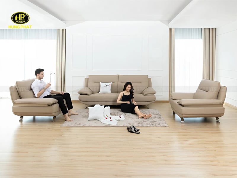 3 ghế sofa da phòng khách h-199