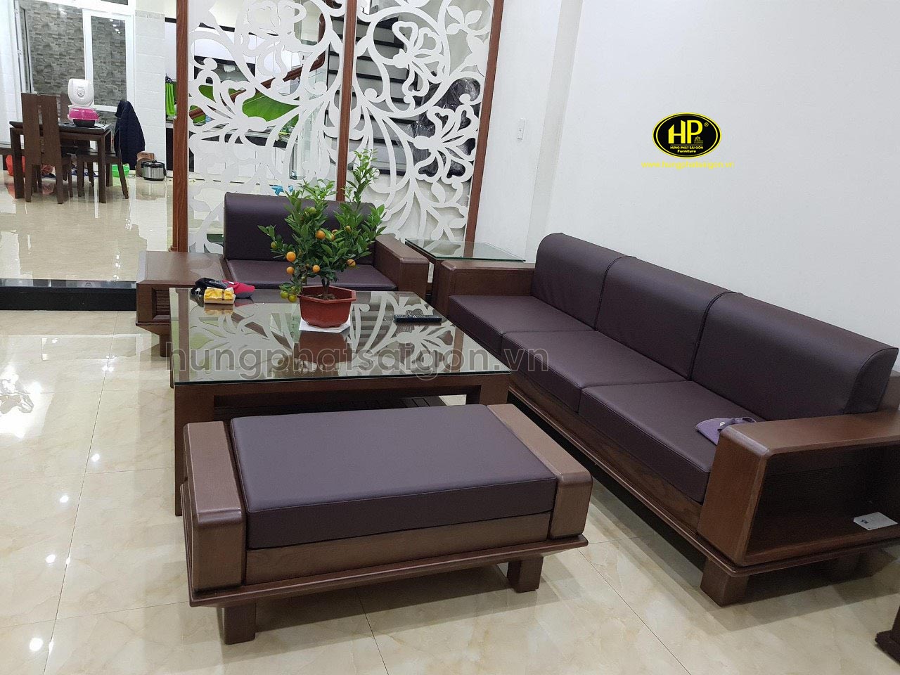 Ghế sofa gỗ sồi hiện đại cho phòng khách HS-21