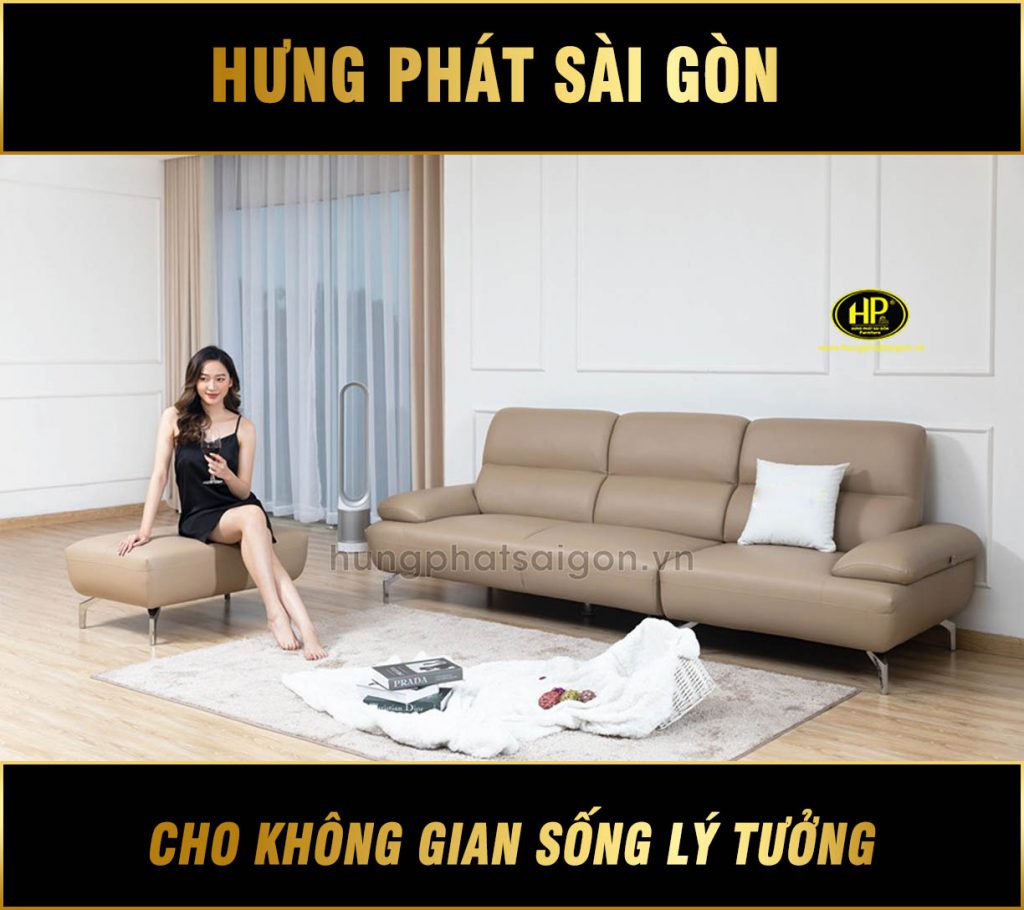 Sofa băng da cho phòng khách nhỏ H-194