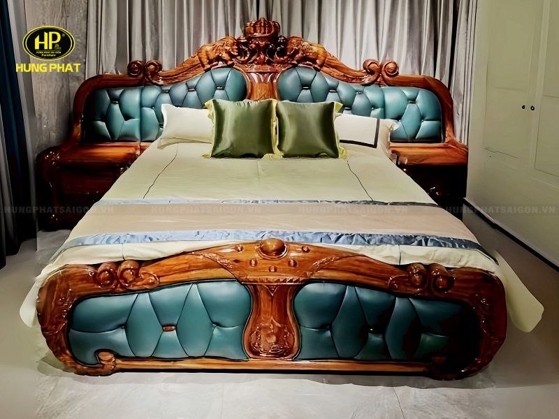 bộ giường ngủ tân cổ điển gỗ tự nhiên b06