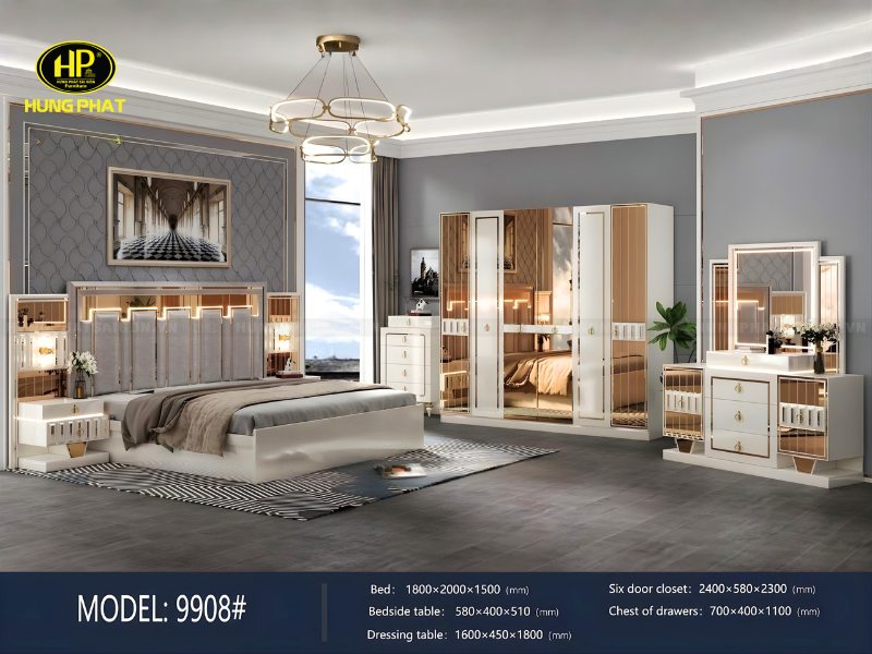 bộ nội thất phòng ngủ sang trọng nhập khẩu nk-9908