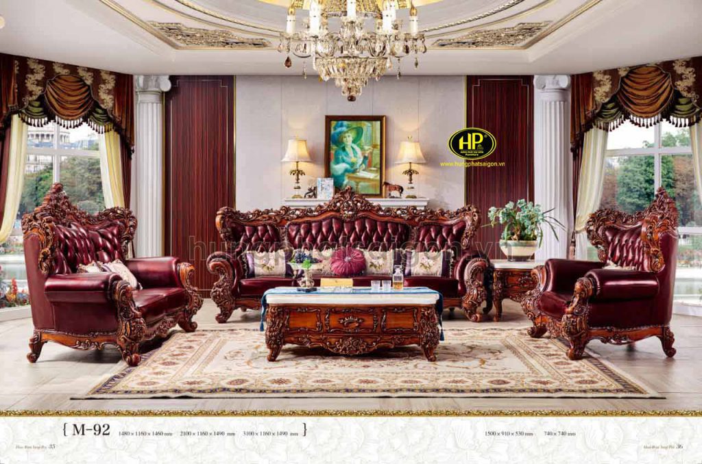 Sofa tân cổ điển được thiết kế với kiểu dáng sang trọng, thích hợp với phòng khách rộng lớn