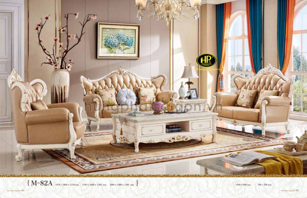Sofa tân cổ điển thường có kích thước lớn, phù hợp với các căn biệt thự phong cách Châu Âu