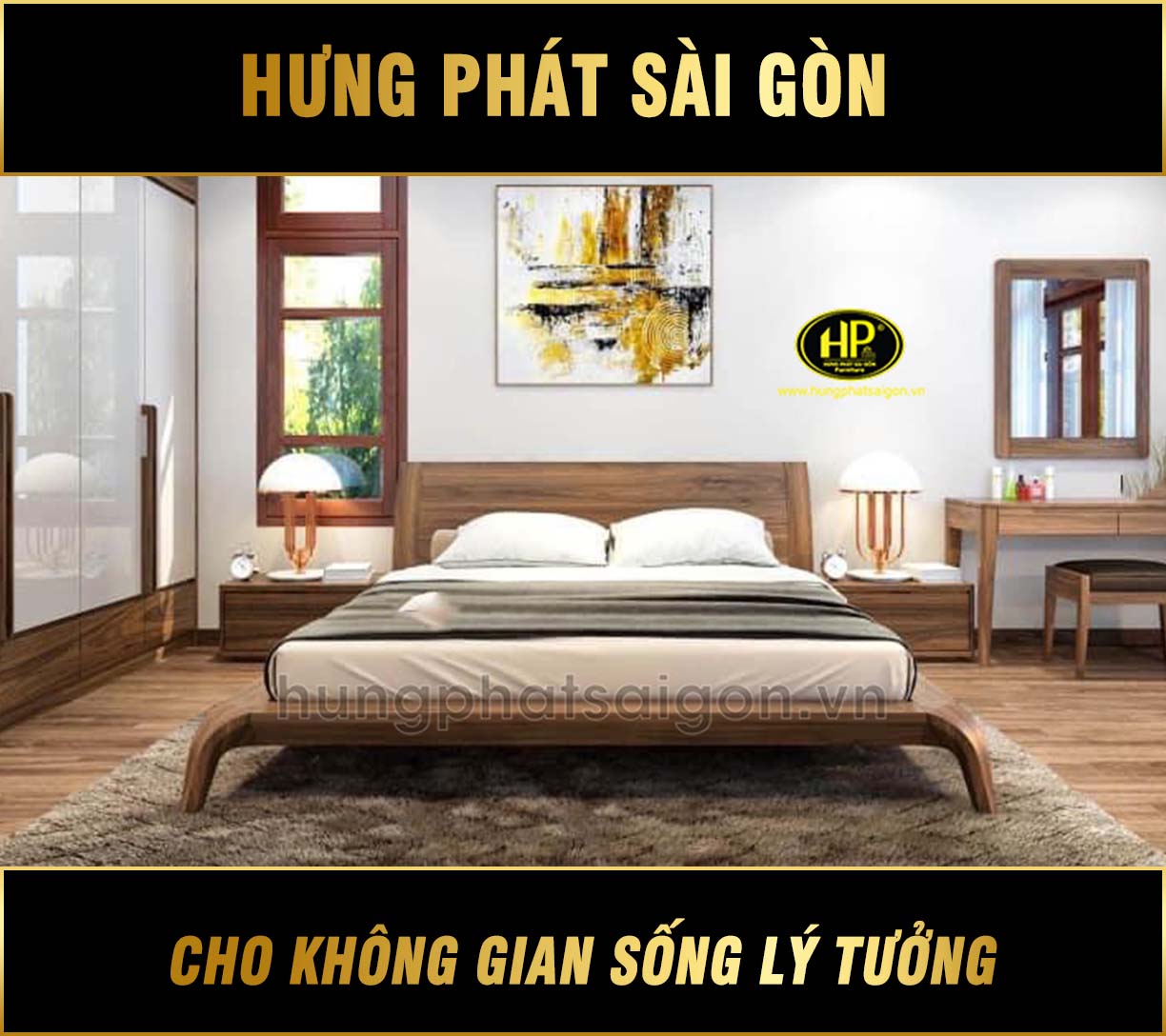 Giường ngủ bằng gỗ sồi cao cấp GS-01