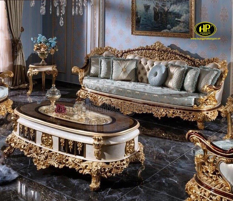 sofa tân cổ điển dát vàng