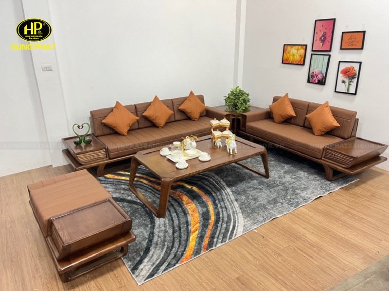 sofa gỗ sồi nhập khẩu nga hs-47