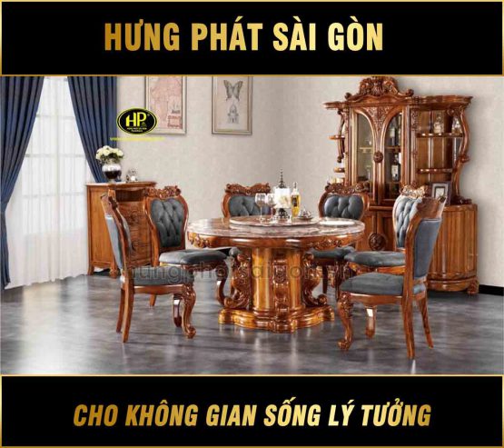 Bàn ăn tân cổ điển 6 ghế cao cấp BA-E08