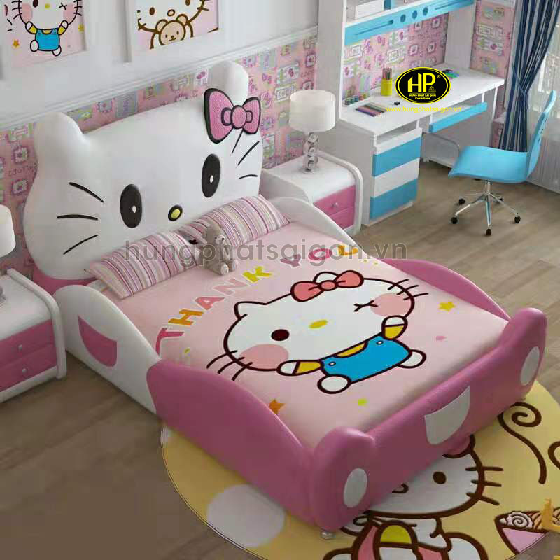 Giường ngủ bọc da Hello Kitty cho bé gái GTE-02