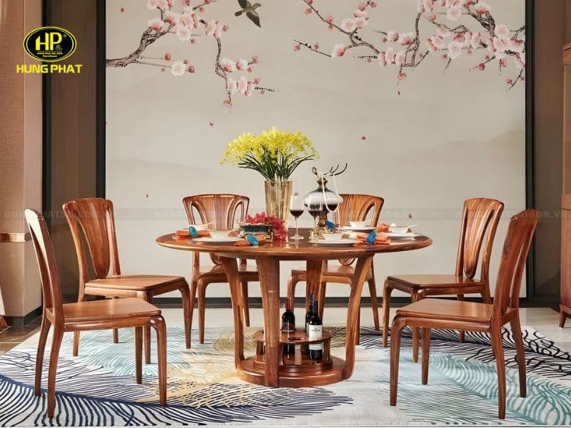 bộ bàn ăn tròn 6 ghế hiện đại ba-wj05