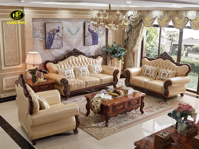 sofa da tân cổ điển sang trọng cao cấp tp-f11