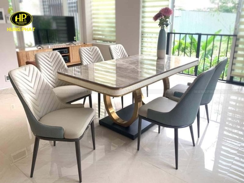 bộ bàn ăn mặt đá cao cấp tnm-02