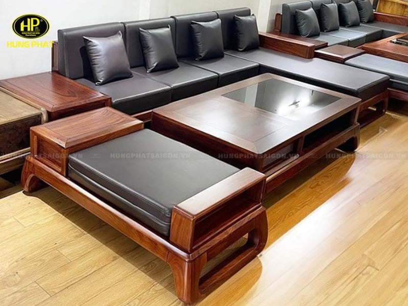 mẫu sofa phòng khách gỗ hương vàng hh-05v
