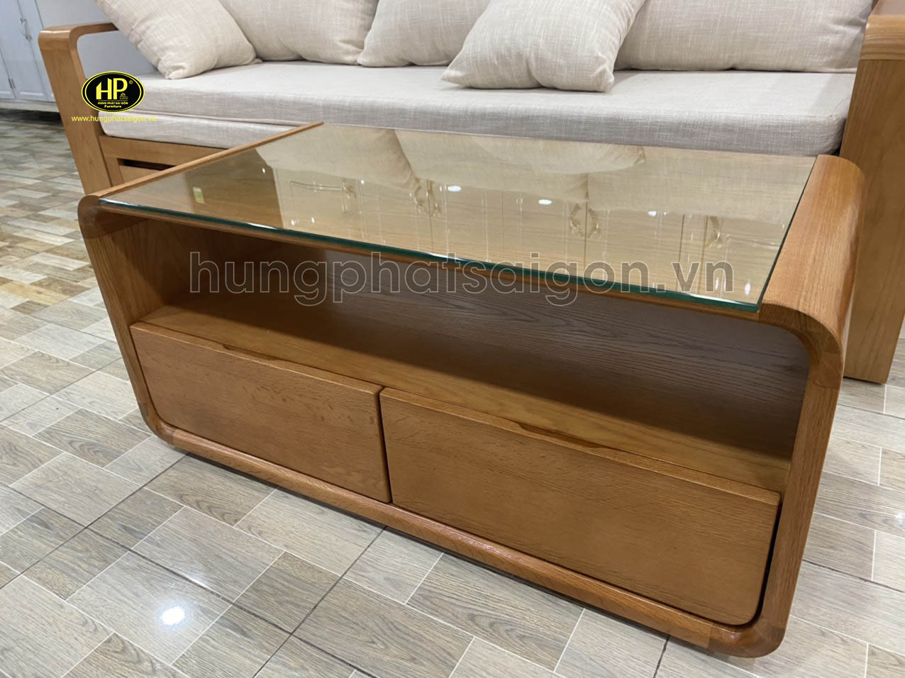 Bàn sofa gỗ sồi đẹp, hiện đại của Hưng Phát Sài Gòn 