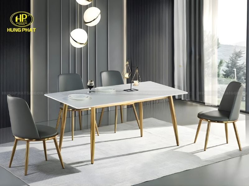 bộ bàn ăn mặt đá cao cấp 4 ghế ba-1106-1