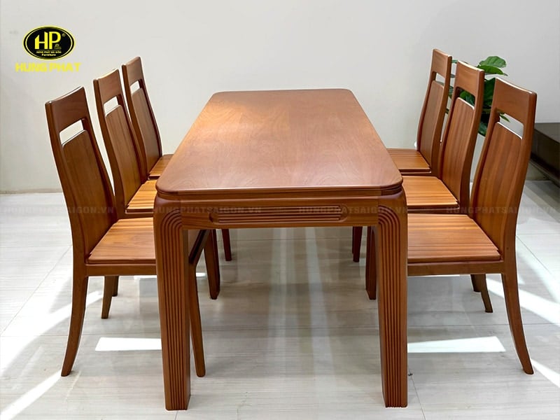 bàn ăn gỗ xoan đào nguyên tấm tm-06