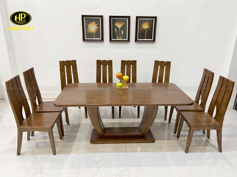 combo bàn ăn 8 ghế gỗ tự nhiên tm-05