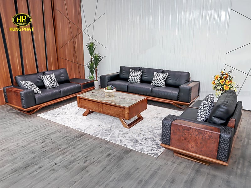 sofa gỗ sang trọng phòng khách hs-105