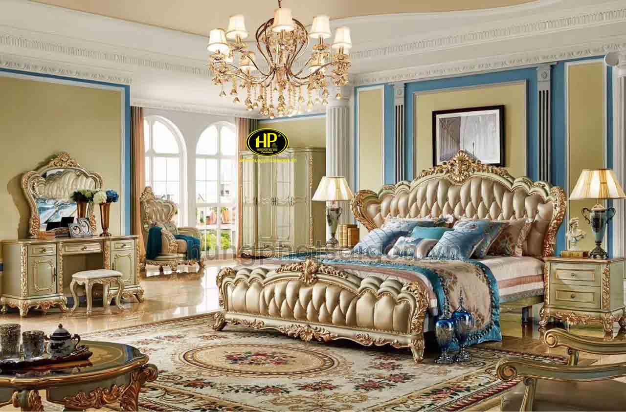 Giường ngủ dát vàng phong cách tân cổ điển của Hưng Phát Sài Gòn 