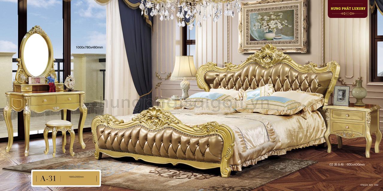 Giường ngủ dát vàng là dòng nội thất cao cấp, sang trọng, đẳng cấp