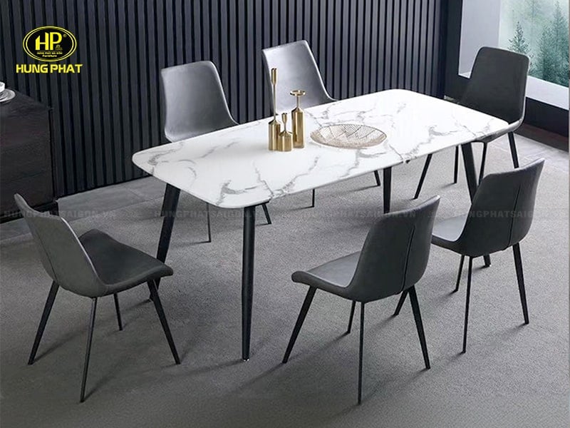 bàn ăn mặt đá 6 ghế nk-701t